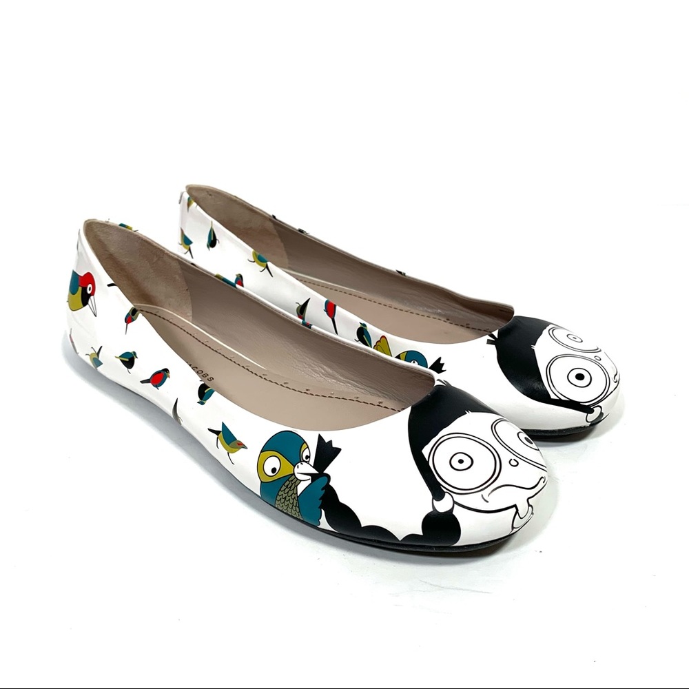 Marc by Marc Jacobs White Multicolored Bird Flats Size 40 (U.S. 10)